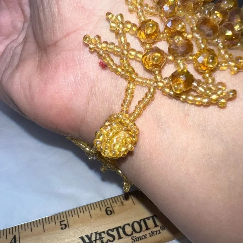 Vintage Faceted and‎ Seed Bead Braided Cuff Bracelet